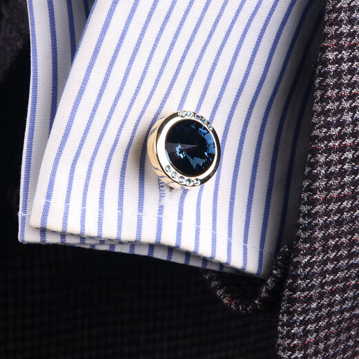 Lieshang gold clear ink blue crystal cufflinks men's French shirt cufflinks cufflinks men's formal French shirt cufflinks gold clear ink blue crystal cufflinks