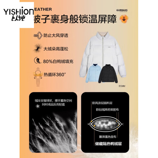 YISHion 2025 Autumn and Winter New Short Down Jacket Men's American Stand Collar Thickened Warm Bread Jacket Japanese Boys Jacket GY7185 Silver Fish White 2XL Down Filling 253.8g