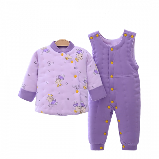 Disney (Disney) Winter Thickened Newborn Infants and Children's Cotton Clothes Suits for Men and Women Baby Handmade Pure Cotton Suspenders Cotton Pants and Jackets T2002 Suit Dual-purpose Gear-Yellow Rabbit 73 (4-8 Months)