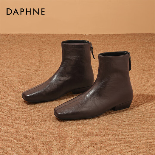 Daphne Short Boots Women's Low Heel Ankle Boots 2025 New Versatile Autumn British Style Autumn and Winter Women's Boots Brown 38 (240mm) Standard Size