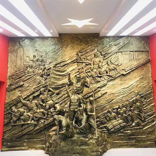 Forged copper relief customization factory pure brass copper plate engraving painting traditional Chinese medicine hospital campus cultural background wall decoration mural customization of forged copper Great Wall theme relief one