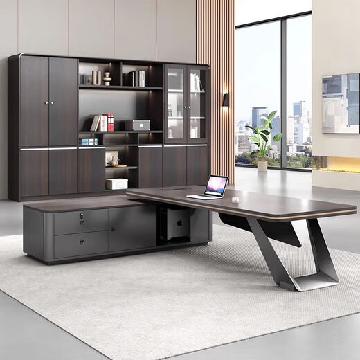 Light luxury boss desk office desk and chair combination, simple and modern leadership manager room furniture, president desk executive desk, including door-to-door installation 1.8 meters#Boss table