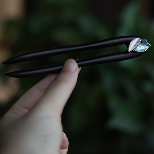 LANSILL ancient style black sandalwood hairpin for women new high-end national style new Chinese style modern hairpin high-end female niche F3649 leaf U-shaped sandalwood hairpin