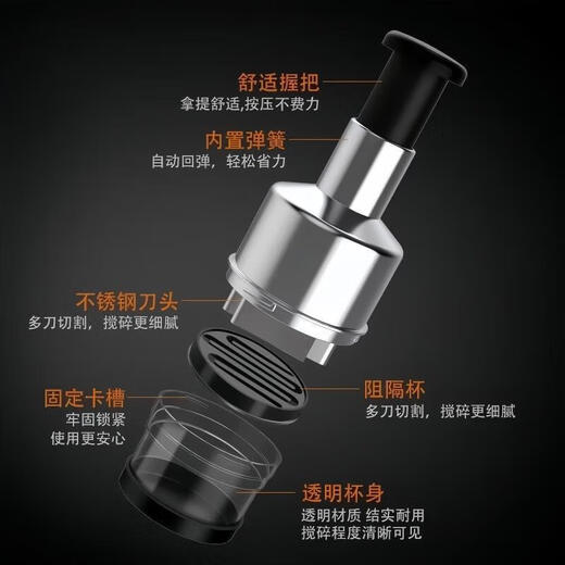 Huli Germany's new model multi-functional garlic cutter household manual garlic press stirrer garlic masher kitchen garlic god upgraded model black 1 pack