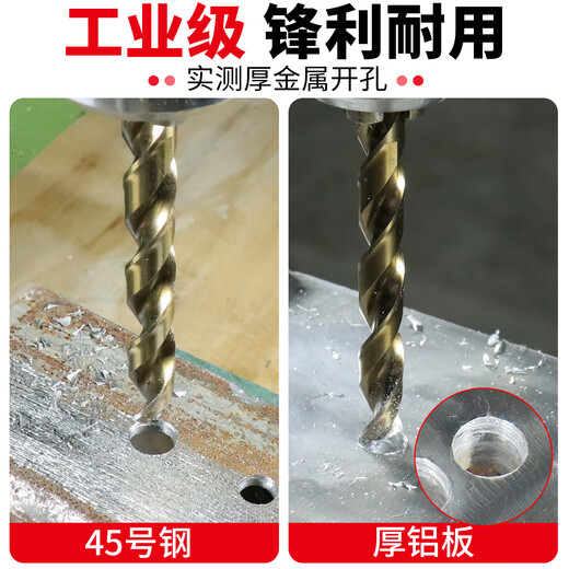 XinGong twist drill bit set straight handle multi-functional alloy drill bit collection stainless steel drilling special hand electric drill hole drill boutique-4.2mm 10 pieces