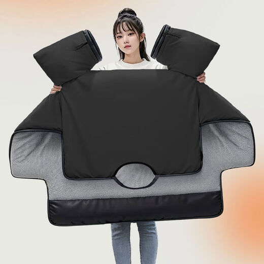 Sailoto electric bicycle windshield quilt winter plus velvet thickened waterproof windproof cover small battery car universal 2024 new style pure black double tether handle with pocket