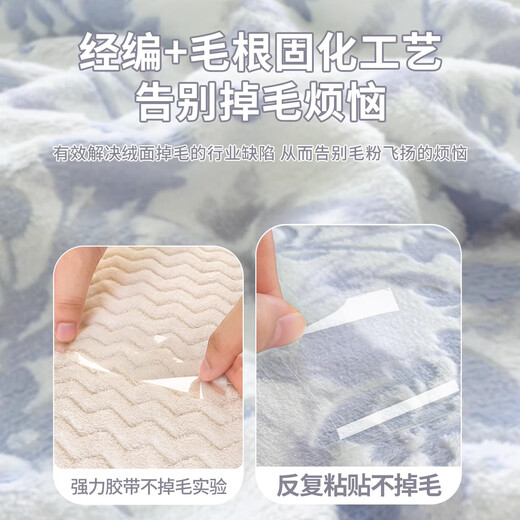 Tang Yi winter milk velvet three-layer thickened children's small blanket kindergarten quilted carved small quilt nap blanket three-layer blanket-flowers-blue 110*150 blanket no Specifications