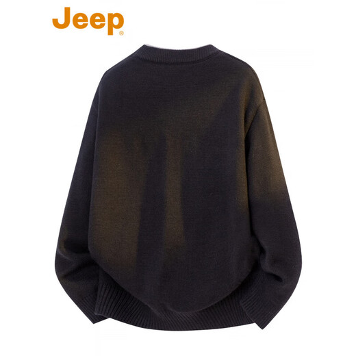 Jeep (JEEP) fake two-piece black sweater men's autumn and winter trendy brand thickened warm Henry collar sweater black _ Official M _ Recommendation _100-120Jin Jin equals 0.5 kg