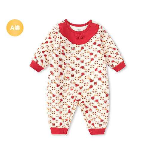Balabala children's clothing baby inner onesie baby crawling suit hayi 2025 new spring New Year's greeting suit red festive and cute