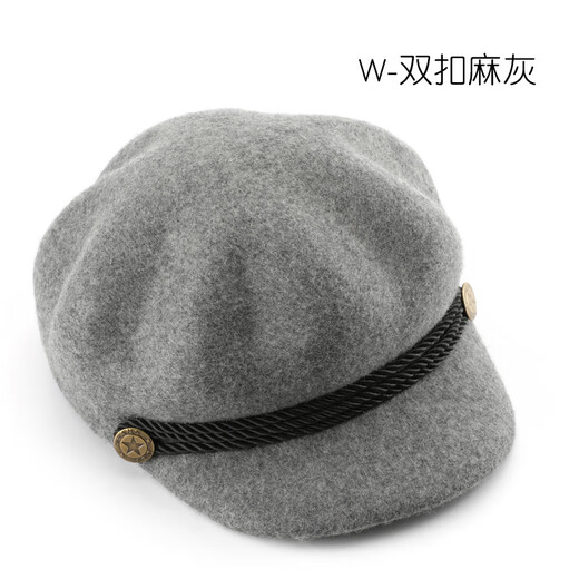 Woodpecker beret women's Korean version Japanese color retro wool octagonal hat outdoor travel sports sun protection casual hat burgundy