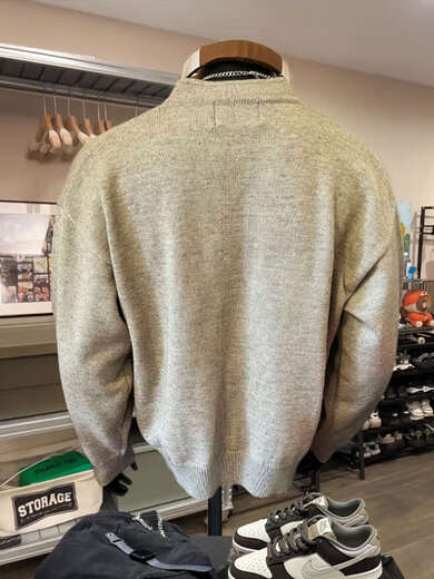 Semir Gray American Henley Collar Knitted Sweater Men's Long Sleeve Lazy Style Cleanfit Bottoming Knitted Sweater Jacket Light Gray Upgraded M