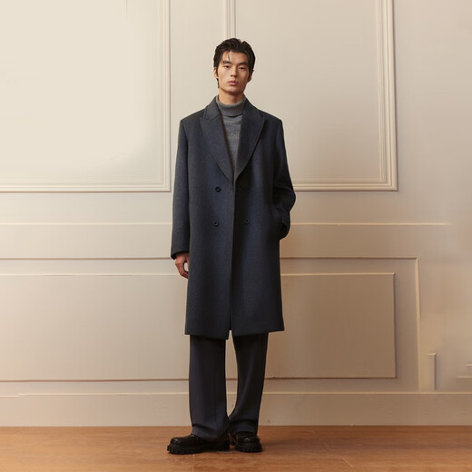 JACK&JONES 25th Autumn and Winter Woolen Coat Men's Loose Double-breasted Business Casual Long Wool Woolen Coat Men's G51 Gray Regular L (180)