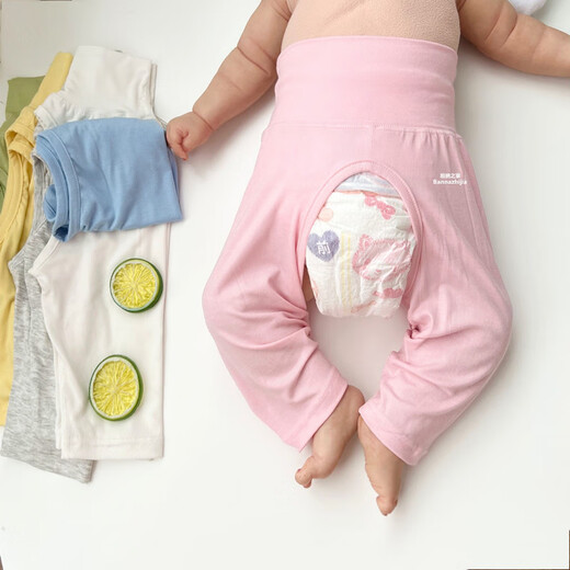 小红书爆款婴儿无骨开裆长裤男女宝宝夏季薄款莫代尔高腰护肚230 白色莫代尔护肚开档长裤 cm 59