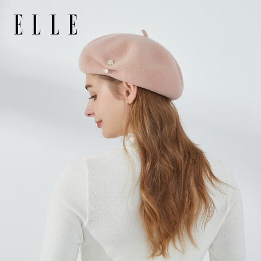 ELLE 100% wool beret women's autumn and winter warm, fashionable and versatile retro painter pumpkin bud hat