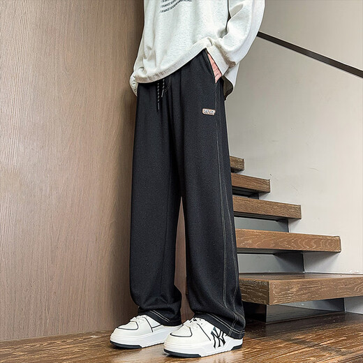 Fat men's fat men's extra large size casual pants men's plus size plus size fat sports velvet pants men's 300Jin Jin equals 0.5kg overalls black leggings plus velvet 6XL recommended 220-240Jin Jin equals 0.5kg