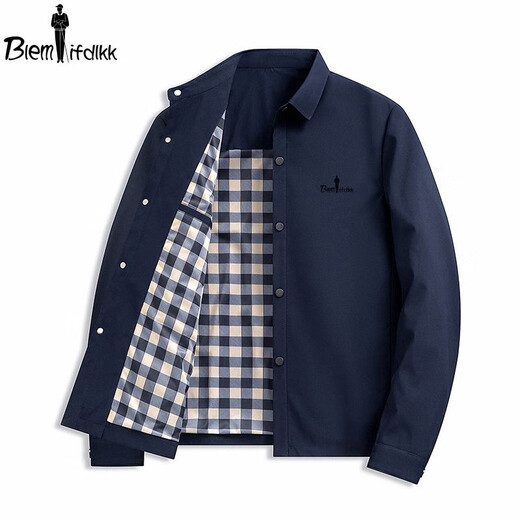 Biyinlefen 2025 spring and autumn new men's jacket middle-aged business casual solid color lapel jacket top black NJ/252281 L 175