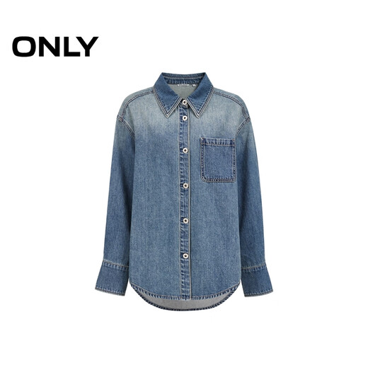 ONLY 2025 Autumn Fashionable Personalized Rhinestone Loose Gradient Washed Denim Shirt for Women|125362004