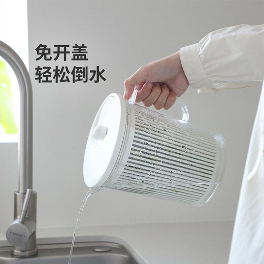 Shuangshan Japan imported vegetable dehydrator, fruit salad water-drying artifact, hand-crank dryer, draining and washing vegetable basket, suitable for salads for 1-2 people, height 21.5cm