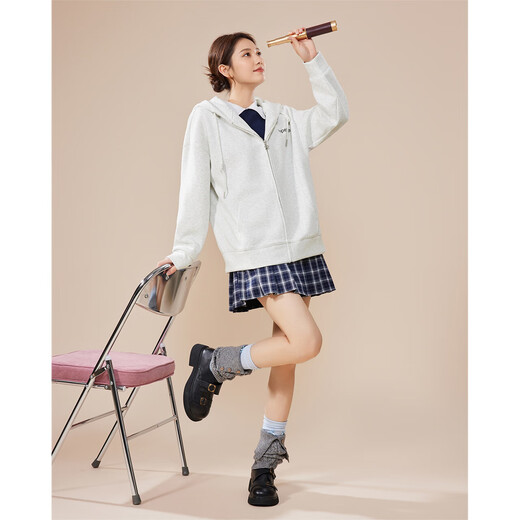 IEF/爱依服2025秋季新款基础通勤休闲百搭字母绣花连帽卫衣外套