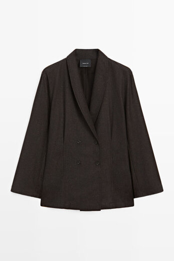 Massimo Dutti Discount Upgrade 2026 Women's Simple Commuting Style High Intelligence Double-breasted Blazer 06040713 Chocolate S (36) (CN 165/84A)