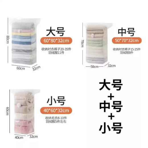 Yusenyi Vacuum Compression Storage Bag Cotton Quilt Thickened Clothing Luggage Moving Packing Sealed Bag Dormitory Travel Bag 1 Storage Bag (Small - Medium - Large) 1 each, 3 packs in total, discounted pack 1