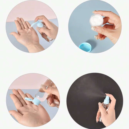 Beauty Tool Set Travel Cosmetic Dispensing Bottle Portable Washing Bag Set Press Spray Bottle Lotion Empty Bottle Travel Dispensing Set-Candy Blue 1 Set 1 Piece