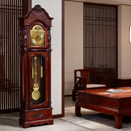 Honghe floor clock living room mechanical Chinese retro floor clock chime mechanical clock German copper core winding 2013 mahogany color Polaris mechanical spring movement
