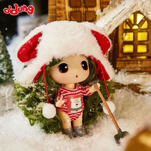 Shantou Lincun's new Christmas doll ornaments, cute doll gift box, creative gifts for girls and children, curly overalls 9cm without sled and snowboard