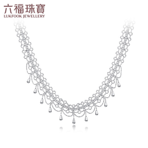 Lukfook Jewelry Platinum 950 Lace Droplet Choker Chain CNC Craft Platinum Necklace Set Chain for Gift Price GJP0017DS 22.11g (including labor cost 3339 yuan)