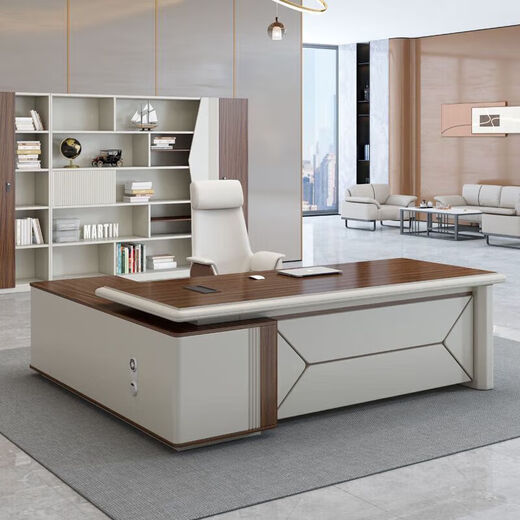Light luxury boss table, simple and modern office atmosphere, president desk, executive desk, office desk and chair combination B06# light luxury style 1.8m boss table (with side cabinets)