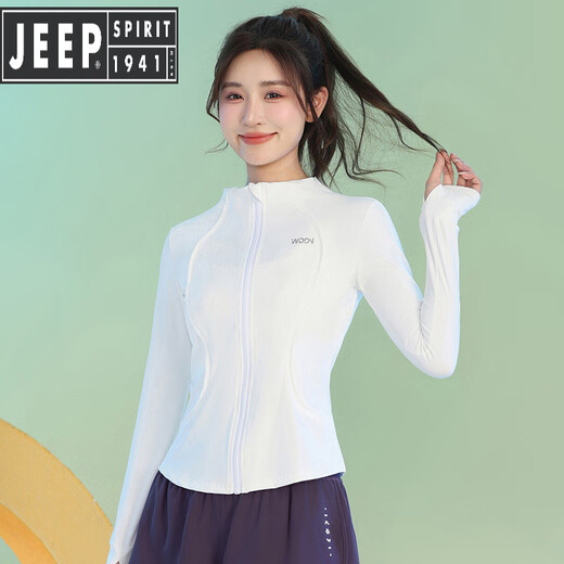 JEEP SPIRIT Outdoor Cycling Clothing Women's Autumn and Winter Gym Sports Jacket Yoga Wear Cardigan Zipper Quick-Dry Top Velvet Blue Jacket S