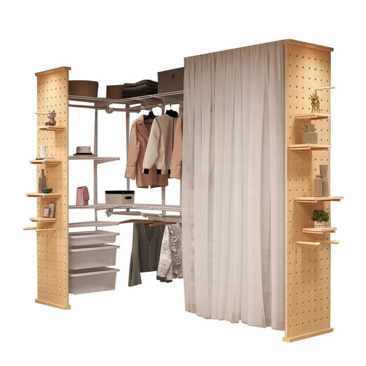 MOEACA metal wardrobe bedroom home all-steel frame walk-in open wall-mounted wall hole board dressing room custom-made comfortable 2.3-meter wide metal wardrobe-delivery package included