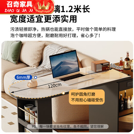 Shantou Lincun French black bar table home dining side cabinet living room partition storage side cabinet retractable island dining table small apartment double-sided bar table 90cm + L sliding cabinet combination door installation