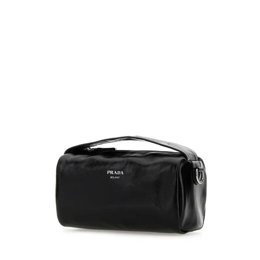 PRADA SS26 Light Luxury Men's LATHER Black Handbag Black One Size