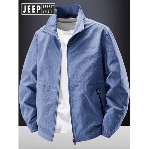 JEEP SPIRIT Jeep High-end Stand Collar Men's Jacket 2025 Autumn and Winter Plus Velvet Windbreaker Winter Casual Top Jacket Men's Military Green Jacket (Single Side) XL Size 130-145Jin Jin is equal to about 0.5 kg