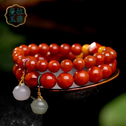 Manla Jade Pei Natural South Red Bracelet Women's Beeswax DIY Smoked Purple Bell Duck Egg Qadeite Single Circle Bracelet Jewelry Huiling Rumeng 8mm