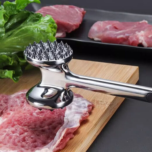 Vinoa Kitchen Meat Hammer Stainless Steel Steak Steak Meat Hammer Household Pork Chop Hammer Loose Meat Tender Meat Hammer Breaking Ribs Solid Double-Sided + Anti-Slip Handle Meat Hammer AA