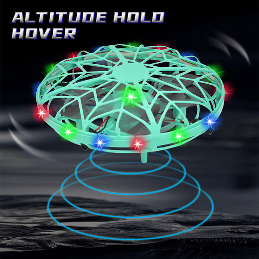 Neue UFO intelligente fliegende Untertasse Induktionsflugzeug Geste suspendierte vierachsige Drohne Kinderspielzeugflugzeug blaues UFO - Fernbedienung (kühles Licht)