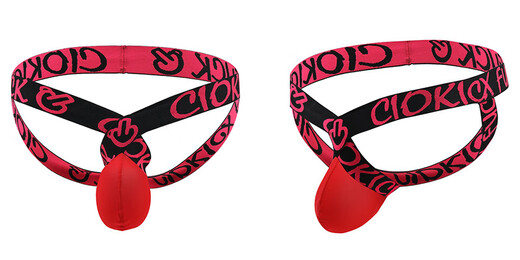 Sexy low-waist men's underwear ice silk JJ hip lift ring thong double thong E066 black M