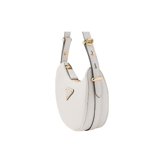 PRADA Enamel Triangular Metal Logo Zipper Closure Leather Hand Crossbody Shoulder Bag Mini Women's White Basic Pack (Bag + Dust Bag)