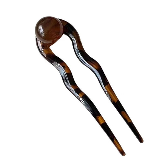 Zan Yingmei coconut jelly round beads retro simple beaded U-shaped hairpin for women 2025 new high-end summer balls headband hair accessories U-shaped round beaded hairpin (off-white) single