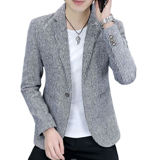 YISHION men's Korean fashion slim-fitting suits for men in spring, spring and autumn, handsome and personalized small suits, trendy, casual and versatile, khaki M 106Jin Jin is equal to within 0.5 kg