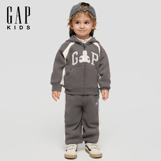Gap Boys' 2025 Autumn New Logo Patch Embroidered Velvet Hooded Sweatshirt Children's Wear 804543