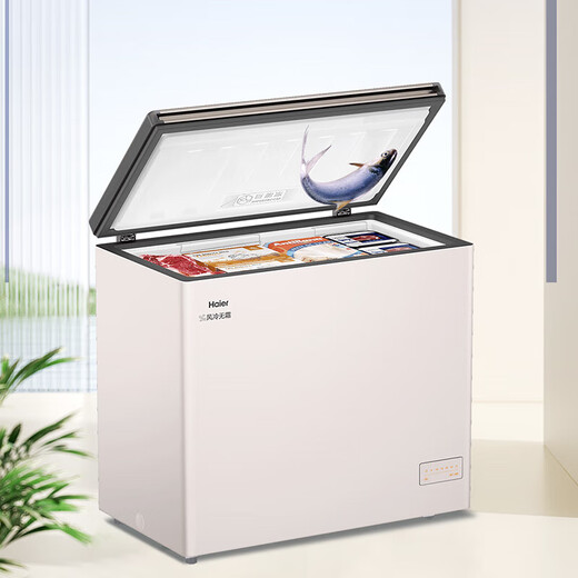 Haier high-end air-cooled frost-free home freezer 200/300 liters large capacity minus 38 ultra-low temperature cabinet first-class energy saving large refrigeration horizontal freezer replacement subsidy 201 liters Jisuda Sakura milk + electronic temperature control approximately frozen 280 Jin Jin equals 0.5 kg