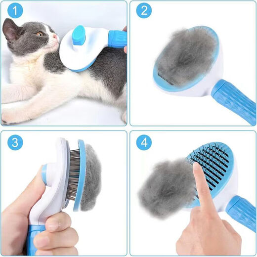 Cat and dog comb to remove floating hair artifact, pet-specific long hair cleaning comb to thin the lint and remove artifact, one-click self-cleaning, protective beads, random colors