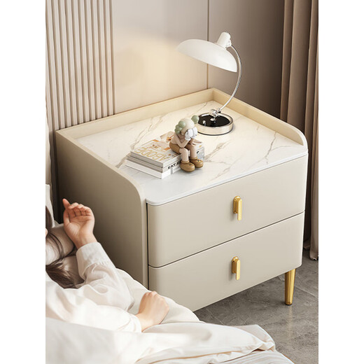 Yimo Nachttisch aus massivem Holz, Schlafzimmer, modernes Zuhause, einfach, 2025, neuer leichter Luxus, kleiner Nachttisch, Aufbewahrungsschrank, Gold 45