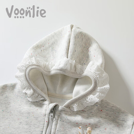 Fanlie VOONLIE Girls Suit Autumn 2025 New Children's Style Little Girl Clothes Baby Jacket Pants Three-piece Set Spring and Autumn Gray 80 cm