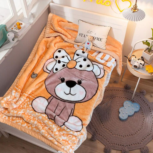 Chaosihui Kindergarten Blanket Thick Double-sided Velvet Nap Blanket Baby Student Dormitory Quilt Machine Washable Fortune Blossoms-Cloud Blanket Quilt- 200cm*230cm (about 2000g)