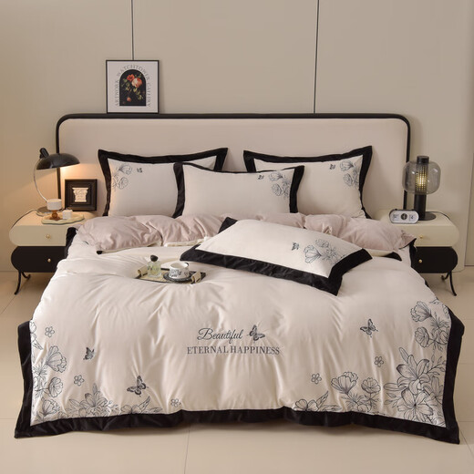 Dunlopillo Italian zsvip Class A baby velvet four-piece set autumn and winter suede thickened warm new bed sheet quilt cover sketch-bean paste red 1.8m bed sheet quilt cover plus four-piece set