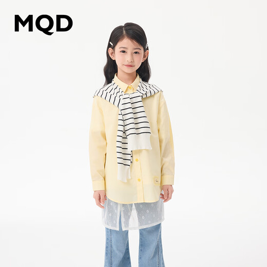 MQD autumn striped shawl comfortable casual lapel shirt 235340104 yellow polish 130cm